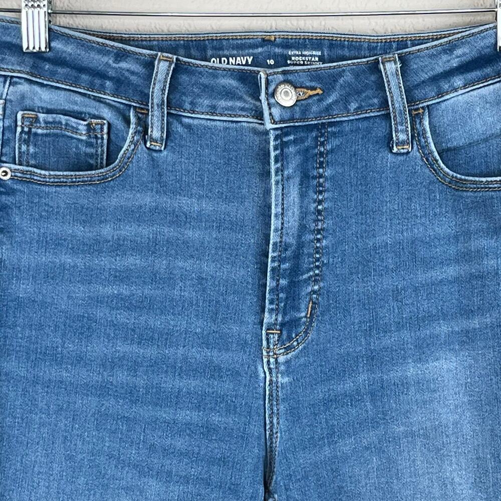 Old Navy Medium Wash Extra High Rise Rockstar Super Skinny Ankle Jeans 10 - Picture 5 of 10